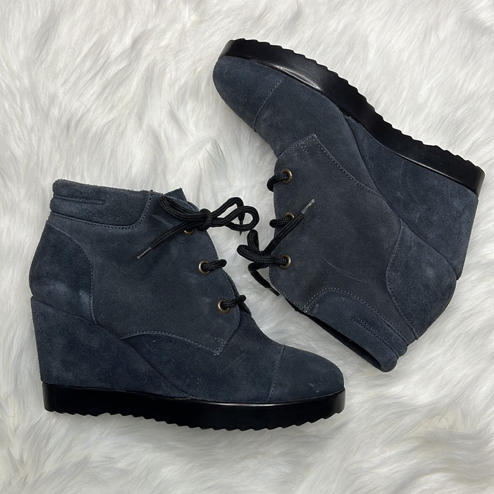 Paola Ferri charcoal lace up wedges